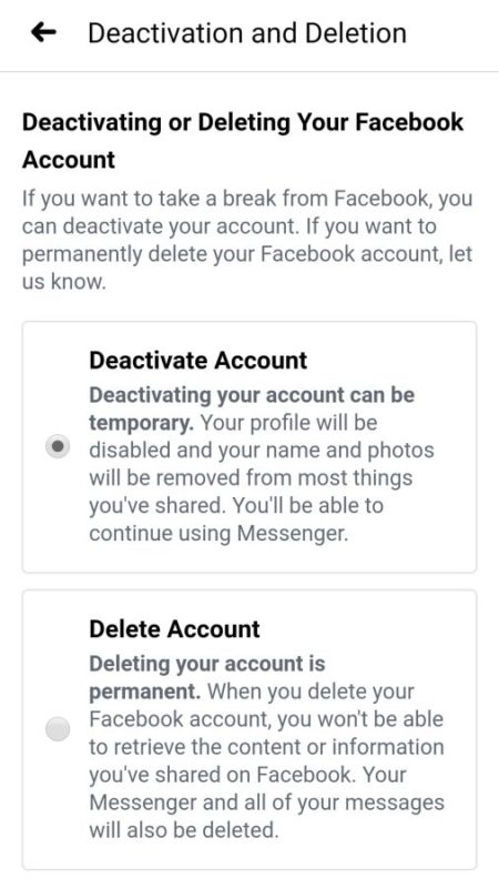 Anonymous FB stories account deactivation