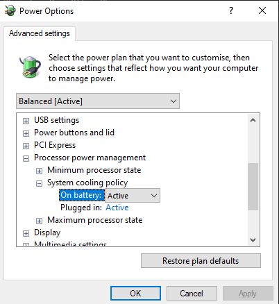 System Cooling Policy