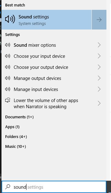 sound settings