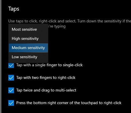 touchpad sensitivity high